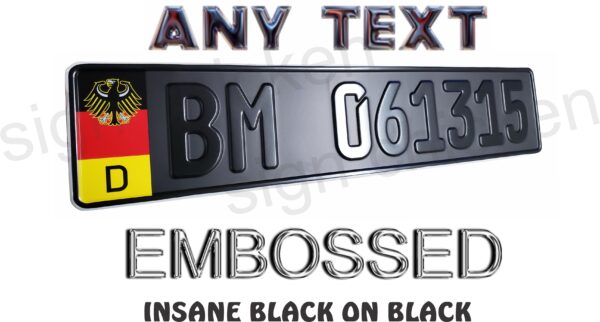 German Military Eagle / Flat Black Matte / European License Plate - Image 5