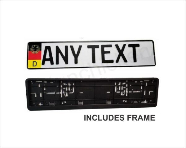 German Military Eagle / Embossed European License Plate / With Frame